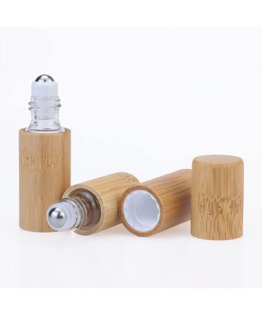 Zeoabsy 3-Piece 5ml Clear Glass Bottles Set - Bamboo Roll-On with Stainless Steel Scooters Funnel & Opener for Essential Oils & Aromatherapy - Buy Online on SooperMarket.com
