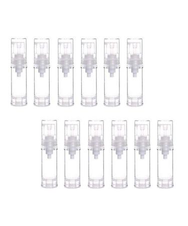 12PCS Transparent Empty Vacuum Plastic Lotion Pump Bottles with Clear Cover Reusable Container Vial Tank Storage Travel Packing Dispenser for Storing Essence Liquid Foundation Cream (5ml/0.17oz)