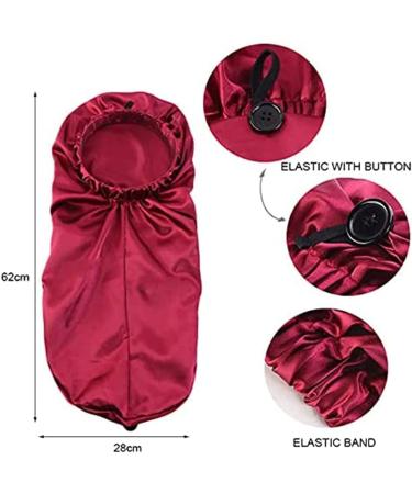 Ladaypoa Satin Hair Hood 2-Piece Silky Sleeping Hat Set for Girls & Women | Extra Large Black & Red Satin Sleeping Caps - Buy Online on SooperMarket.com