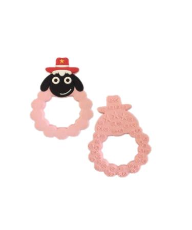 Eco-Friendly Baby Bite Ring Holder - Sore Gums Relief - BPA Free Pink Sheep Design - Buy Online on SooperMarket.com