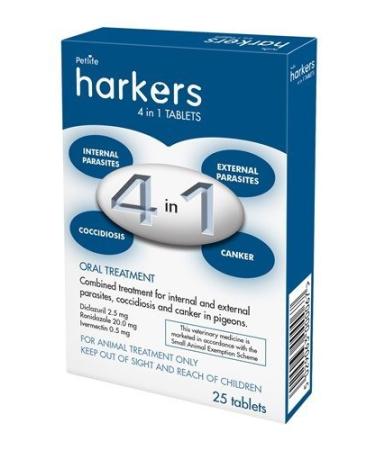 Harkers - 4 in 1 Pigeon Coccidiosis Canker Wormer & Mite Tablets x Size: 25 Pack