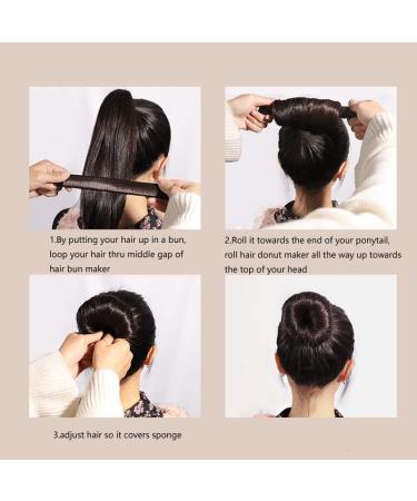 3-Piece Women's Hair Bun Maker Set - Ballerina Bun Shaper for Kids - French Donut Hair Fold Wrap Snap - (Light Brown, Brown, Black) - Buy Online on SooperMarket.com
