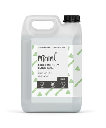 Miniml Hand Soap Wash Liquid 5L Refill - Lime Basil & Mandarin Infused Hand Skin & Body Wash Gel for Soft and Sensitive Skin Care - 100% Vegan & Cruelty Free