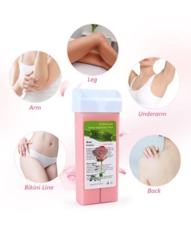 Roll-On Wax Warmer Kit for Hair Removal - Painless Waxing for Eyebrow, Face, Body - Includes Rose & Pink Cartridges - Home Waxing Kit - Buy Online on SooperMarket.com