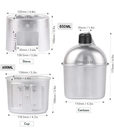 Portable Military Canteen Cup Stove Pouch Set for Camping & Hiking - 4Pcs/Set - Buy Online on SooperMarket.com