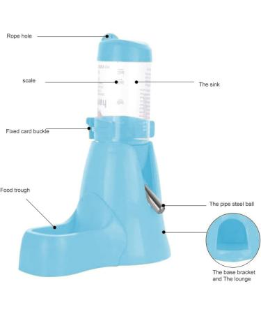 Norhogo Hamsters Water Bottle & Food Dispenser with Stand 80ml - Blue | Small Animals Guinea Pig Rat Rabbit Dwarf Gerbil Chinchilla - Buy Online on SooperMarket.com