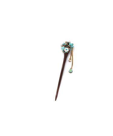 Frcolor Wooden Hair Pin Chinese Hair Sticks with Tassel Retro for Women Hair Styling Blue
