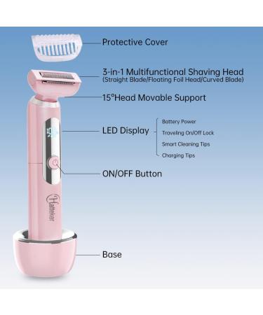 Hatteker Electric Lady Shaver | Waterproof Bikini Trimmer for Women | Rechargeable Wet & Dry Razor for Legs & Underarms - Buy Online on SooperMarket.com