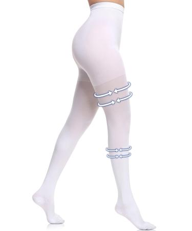 Beister medical compression stockings women long 20-30 mmHg support stockings men opaque toe wrap compression pants class 2 solid support for varicose veins edema white l
