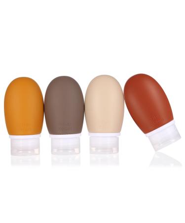 LIYUABU Silicone Travel Bottles 4 Pack 60ml Leak Proof Squeeze Refillable Portable Empty Travel Size Accessories Containers for Toiletries Shampoo Conditioner Lotion BPA Free and TSA Approved 60ml Brown