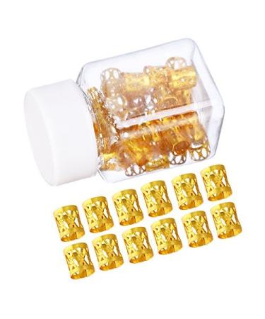 Mudder 50 Pieces Aluminum Dread Locks Adjustable Metal Cuffs Dreadlocks Beads Braiding Hair Decorations (Gold)