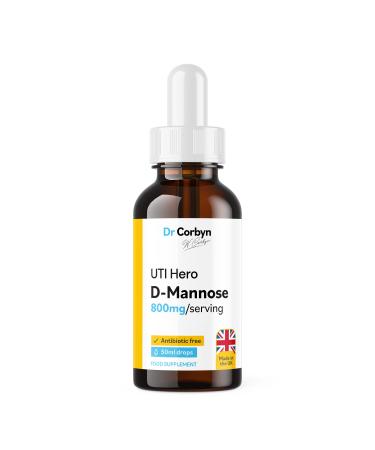 Dr Corbyn D-Mannose 800mg Drops - 100ml | UTI Hero Liquid Supplement for UTI Care | Unique D-Mannose Formula to Support Urinary Tract & Blader Health | Vegan & UK Made 100.00 ml (Pack of 1)