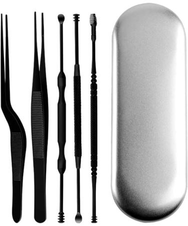6pcs/set Stainless Steel LED Ear Wax Pickers - Black Earpick Wax Remover Curette Spoon Cleaner Tool - Buy Online on SooperMarket.com