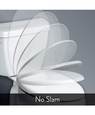 MAYFAIR 1843SLOW 000 Lannon Elongated Toilet Seat with Slow Close and Never Loosen Feature - Durable White Enameled Wood - 1 Pack - Buy Online on SooperMarket.com