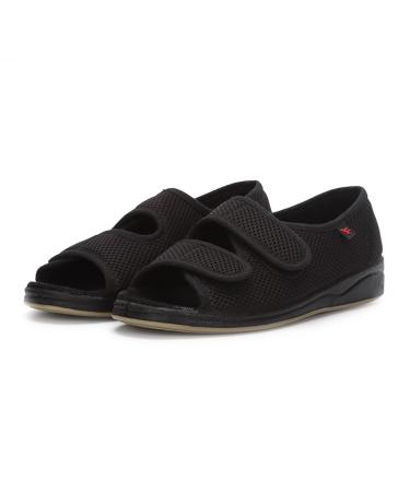 Women's Wide Width Diabetic Shoes with Adjustable Closure Non-slip Comfy Edema Sandals for Elderly Deformed Swollen Feet Black 9