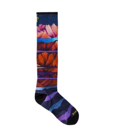 Smartwool Performance Ski Zero Cushion Mountain Print OTC Sock - Kids' Deep Navy Large