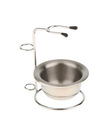 Holder for shaving brush and shaving mug made of stainless steel silver