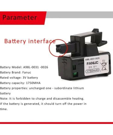 2 Pack 3V 1750mAh A98L-0031-0026 PLC Battery for FANUC A98L-0031-0026 A02B-0309-K102 - Non-Rechargeable International Shipping Available - Buy Online on SooperMarket.com