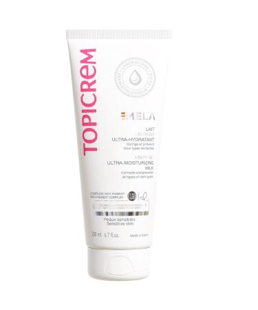 Topicrem - Mela ultra moisturizing body milk uniformly moisturizes complexion corrects and prevents stains liquid texture floral scent sensitive skin 200 ml