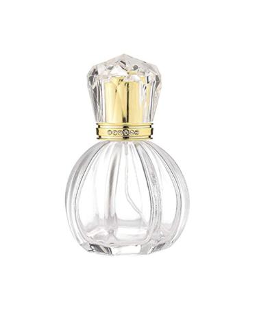 50ml Empty Glass Perfume Spray Atomiser Gold Crystal Cap Oval Bottle