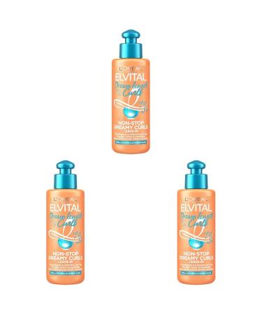 L'Or al Paris Elvital Leave-in Conditioner for defined curls anti-frizz hair cure for more swing and grip Dream Long Curls Non-STOP Dreamy Curls 1 x 200 ml (pack of 3) 200 ml (3-pack)