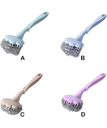 kesurpae ABS Steel Wire Cleaning Brush Portable Long Handle Washable Reusable Household Kitchen Cooking Bench Plate Brushes Purple - Buy Online on SooperMarket.com