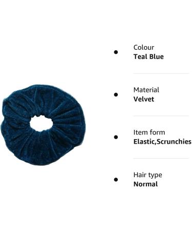 AADYA Pair of Extra Large (15CM) Velvet Hair SCRUNCHIES Elastic Scrunchy Hair BOBBLES (26 Choice of Colors) (Teal Blue) - Buy Online on SooperMarket.com