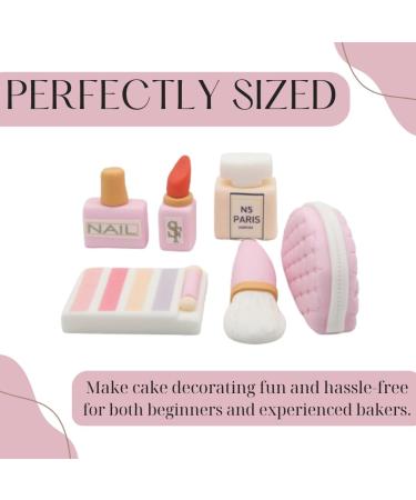 SugArt Edible Makeup Cake Toppers - Set of 6 | Perfume Lipstick Handbag & More | Handmade Cake Decorations for Birthdays & Beauty-Themed Cakes | Perfect on Fondant and Icing Cakes | Made of Sugar - Buy Online on SooperMarket.com