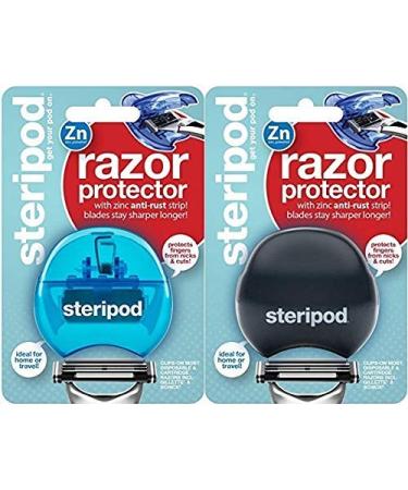 Steripod Safety Razor Holder - Anti-Rust Blade Protector for Men and Women (2 Pack Blue/Black) - Buy Online on SooperMarket.com