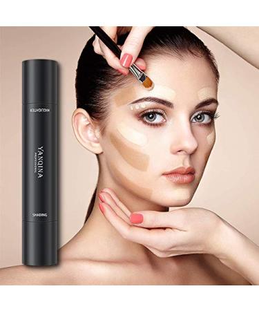 Yeweian 2 Colors Face Concealer Contour Stick 2 in 1 Highlight & Repair Pen - Face Makeup Shading Foundation Cream Pen (02Lotus+Light Brown) - Buy Online on SooperMarket.com