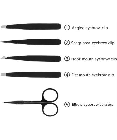 Buy Yolistar 5-Piece Stainless Steel Eyebrow Grooming Kit | Precision Tweezers Scissors & Leather Bag | Perfect for Hair Removal for Men & Women - Buy Online on SooperMarket.com