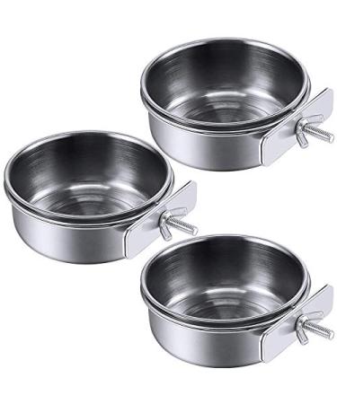 Rfvtgb 3-Piece Bird Feeder Cup Steel Parrot Feeder Cup Animal Cage Water Food Bowl S