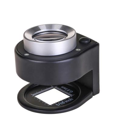 30X Magnifying Glass with 6 LED Light UV Light Optical Lenses Folding Scale Magnifier Portable Desktop Foldable Stand Magnifier for Textile Optical Jewelry Tool(60x52x51 mm)