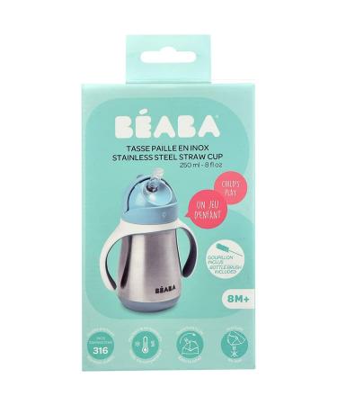 B aba 2-in-1 Baby Bottle & Children's Cup with Straw - 250ml Blue - Easy Open Removable Handles Durable Tritan & Silicone - International Shipping Available - Buy Online on SooperMarket.com