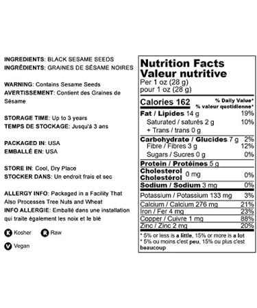 Organic Black Sesame Seeds 5 lb - Raw Unhulled Kala Til Seeds for Tahini Paste, Baking & Salads - Vegan, Kosher, High Fiber, Calcium & Iron - Buy Online on SooperMarket.com