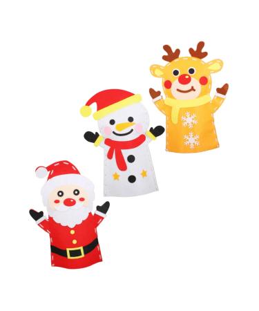 ibasenice 3 Sets DIY Christmas Hand Puppet Doll Accessories Hand Puppets for Kids Doll Playsets Preschool Educational Toys Sewing Kit for Kid DIY Art Craft Christmas Finger Doll Child Manual