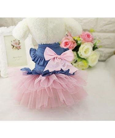 ZoonPark Puppy Dog Pet Clothes Pet Dog BOW Denim Dress Tutu Skirt Summer Clothes for Small Dog Cat Puppy (M Pink Skirt) - Buy Online on SooperMarket.com