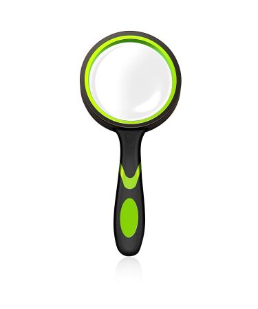 Aruiteng Magnifying Glass 10X Handheld Reading Magnifier 75mm Magnifying Lens with Non-Slip Soft Rubber Handle Shatterproof Magnifying Mirror for Reading Repair Observation AruitengTR108