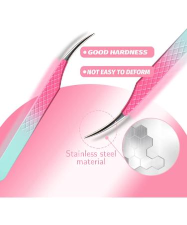 Dassen Professional Lash Tweezers for Mega Volume Eyelash Extensions - Gradient Pink - Buy Online on SooperMarket.com