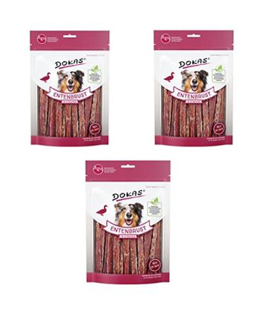 Dokas Kausnack duck breast in stripes |3 pack |3 x 250g |Kausnack for dogs from duck breast |Gentle air -dried and low -fat |As a reward for dogs |Without dyes