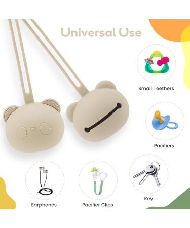 Airfish Silicone Pacifier Box 2 Pack | BPA-Free Baby Bear Pacifier Bag | Travel Slider & Storage Box for Girls | Beige & Brown - Buy Online on SooperMarket.com