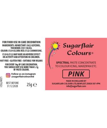 Sugarflair Pink Spectral Food Colouring Paste - 25g | Highly Concentrated Dye for Sugar Pastes, Buttercream, Royal Icing & Cake Mix - Vibrant Color - Buy Online on SooperMarket.com