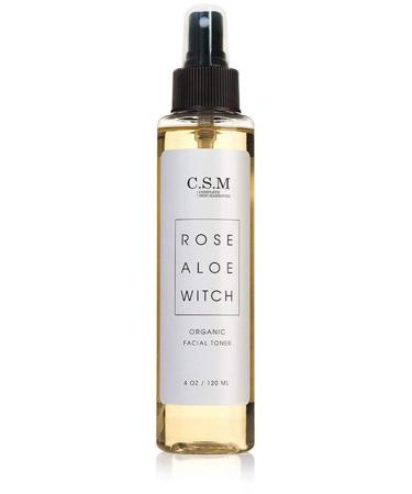 CSM Organic Alcohol-Free Witch Hazel Face Toner with Rose Water Aloe Vera - Minimizes Pores Soothes Skin for a Fresh Clear Complexion - Easy Mist Spray - RAW Facial Toner - Made in The USA