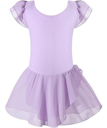 Vivifayee Girls Ballet Leotard Tutu Dress with Chiffon Bow Skirt 4-5T X-purple - Buy Online on SooperMarket.com