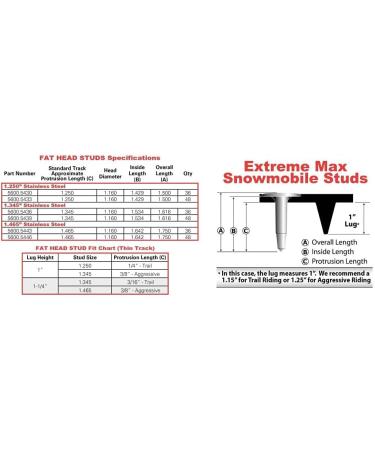 Extreme Max 5600.5436 Fat Head Studs - 1.345 - Pack of 36 - Buy Online on SooperMarket.com