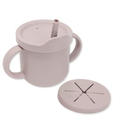 Bubba Bear Baby Cup with Straw | Weighted Sippy Cups for Babies from 6 Months | Non Spill Straws Bottle for Toddlers | Easy Toddler Drinking Water Bottles with Lid for Kids Weaning & Transition Pale Mauve