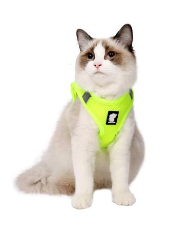 Lianzimau cat dishes and line ultra light for escape protection adjustable soft network step in padded padding running vest jacket for kitten pets puppy m (1 Pack) fruit green