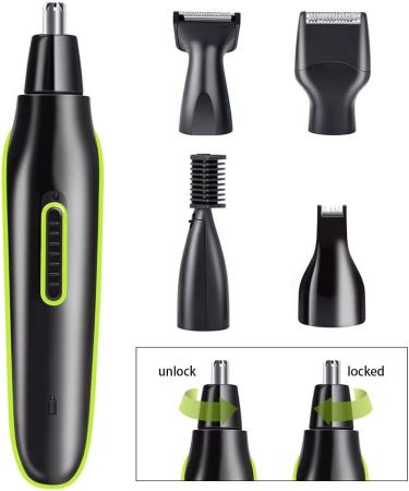 4-in-1 USB Rechargeable Nose Hair Trimmer for Men - Waterproof Ear & Eyebrow Clipper - Perfect for Travel & Family Use - Buy Online on SooperMarket.com