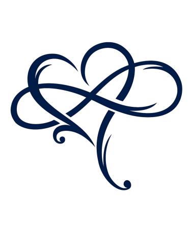 Lasting 1-2 Weeks Tattoo Juice Ink Temporary Tattoo Semi Permanent for Adults Woman Big Heart with Infinity Symbol Eternal Infinite Love Navy Blue that Look Real Men Women Chest Neck Arm (4 Sheets)