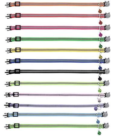 Closer 12 Pcs Reflective Collars Quick Release Safety Buckle with Bell Adjustable 19-32cm (12 Colors) - Buy Online on SooperMarket.com